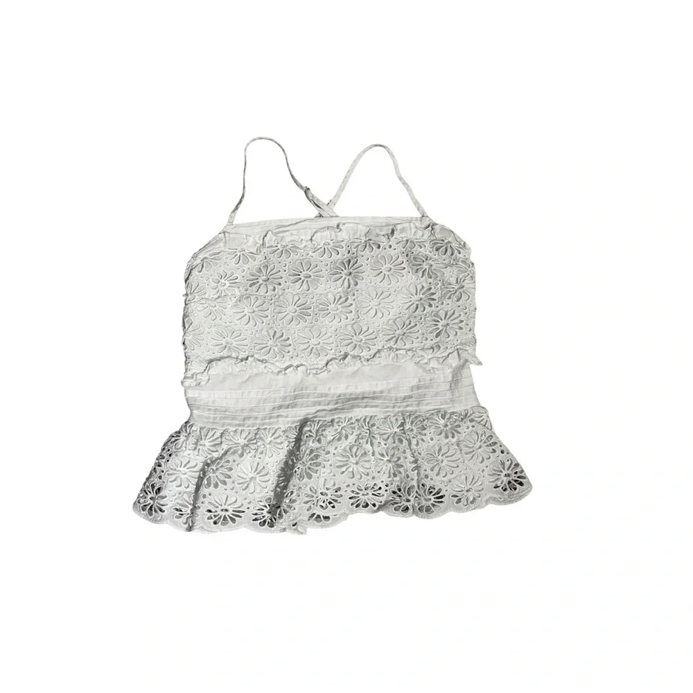 Jcrew Cross‎ back smocked waist eyelet top